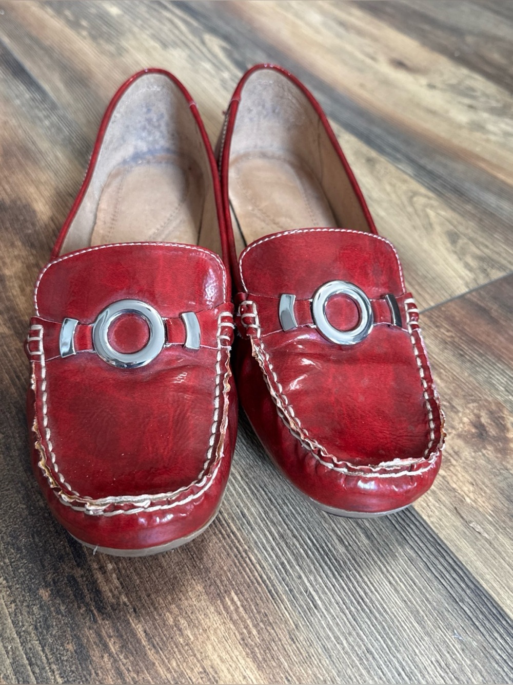 Naturalizer Red Patent Leather Loafers Shoes Gabina Women’s Size 11M